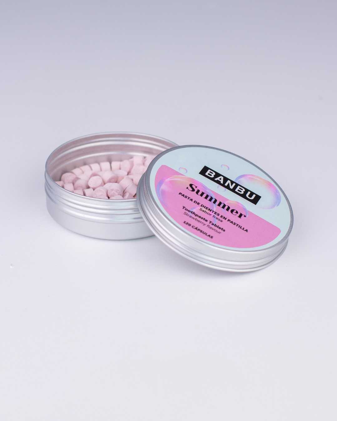 banbu-eco-summer-zahnpasta-tabletten-erdbeere-120-tabs-fluoridfrei image 1